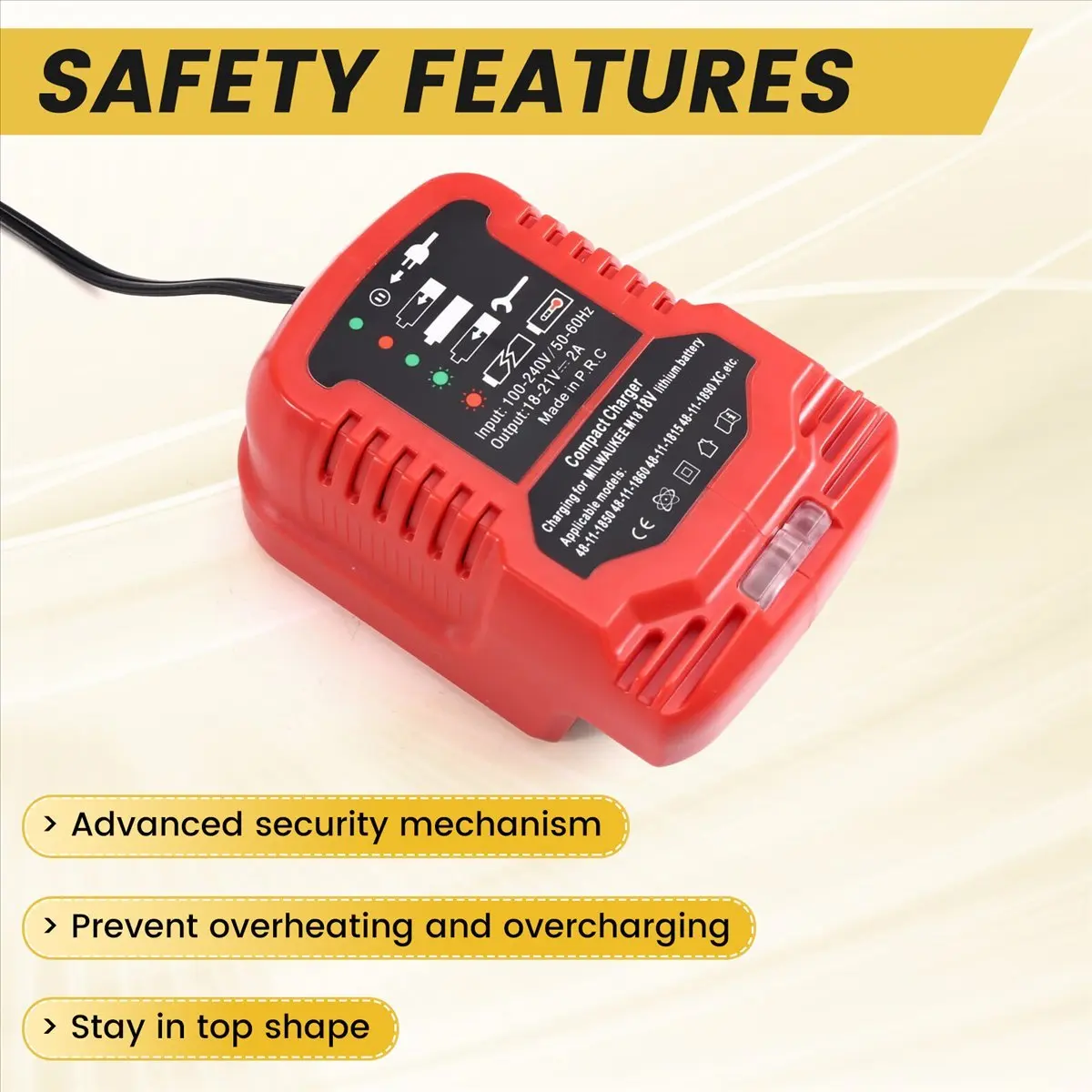 Power Tool Li-Ion Battery Mini Compact Charger for Milwaukee 18V 20V Lithium Ion Battery US Plug