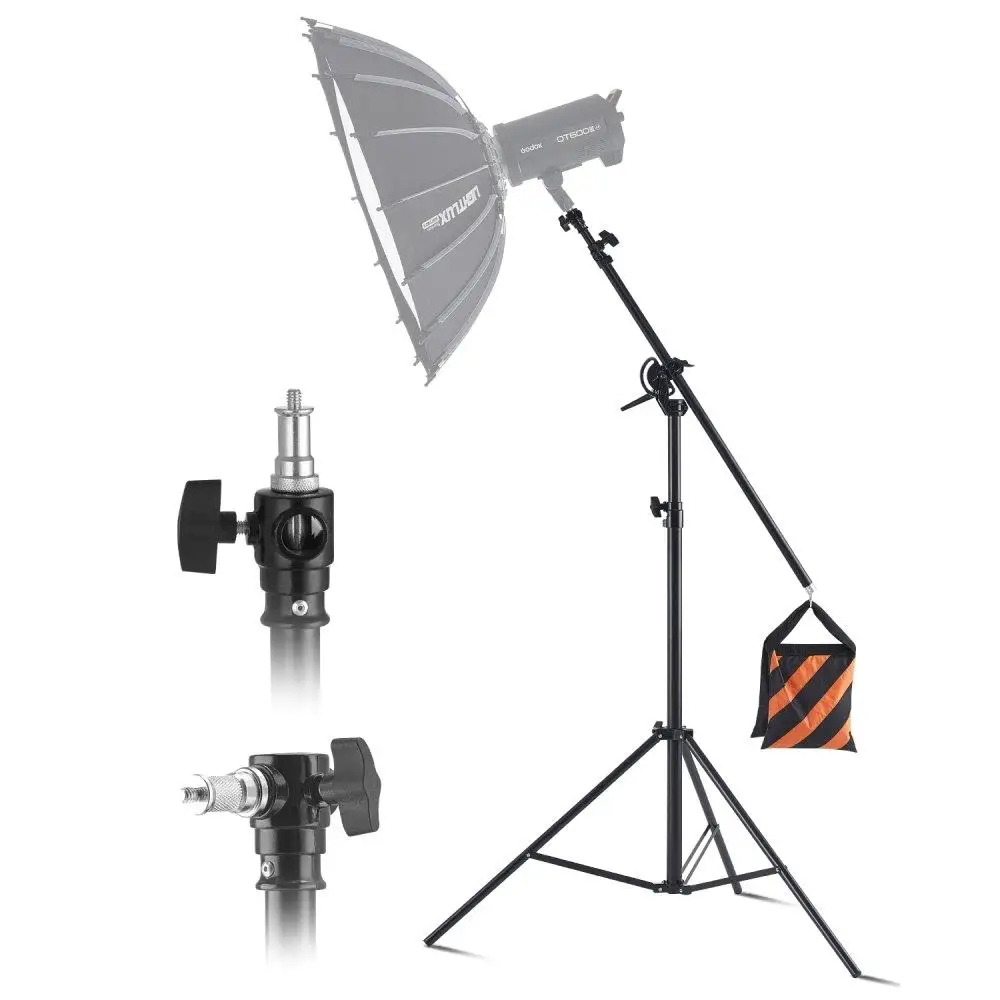 

Aluminum Photography Light Stand with Adjustable Arm and Air Cushioned Design