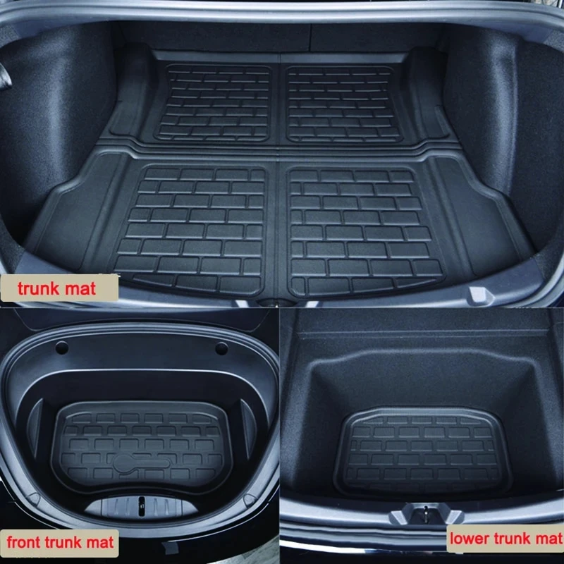 For Tesla Model 3 Highland Model Y 2024 2017-2023 Trunk Mats TPE Floor Mat Front Back Luggage Pad Waterproof  Accessories