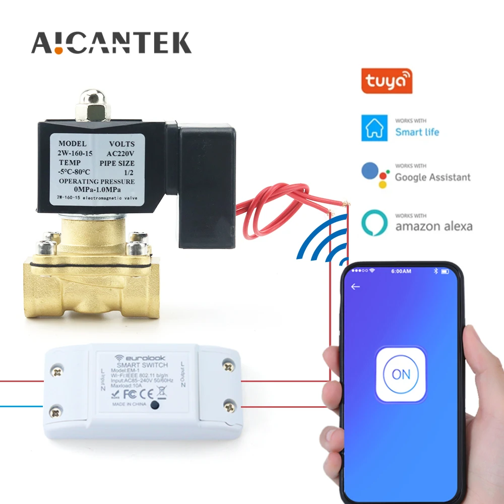 Умный водяной клапан AICANTEK DN15 DN20 DN25 с поддержкой Wi-Fi Bluetooth, энергосберегающий