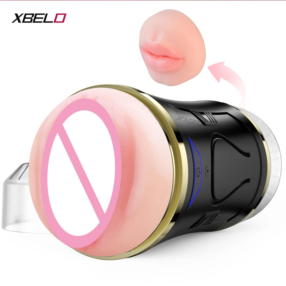 Dual Open-ended Masturbator for Men Vibrating Male Masturbation Silicone Simulation Vagina Blowjob Pocket Pussy Sex Toy for Men