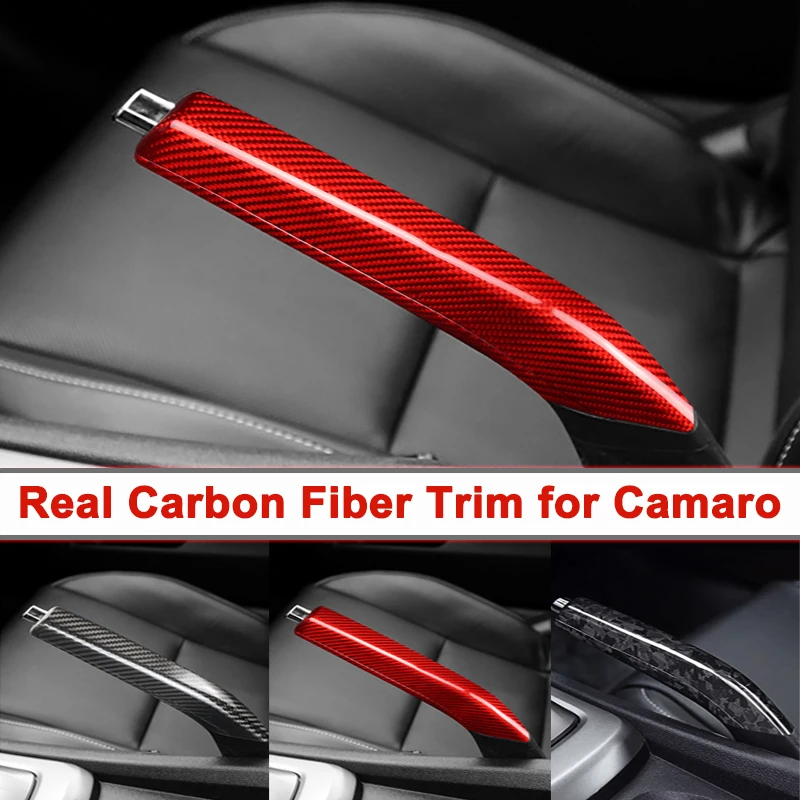 

Car Sticker For Chevrolet Camaro 2010 2011 2012 2013 2014 2015 Accessories Real Carbon Fiber Car Handbrake Cover Trim for Camaro