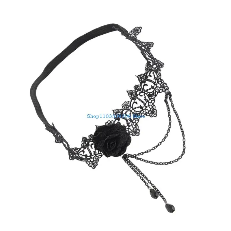 400A أنيقة زهرة الورد الدانتيل الساق سلسلة قابل للتعديل مطاطا الفخذ الرباط حزام للنساء موضة الساق تسخير الملحقات