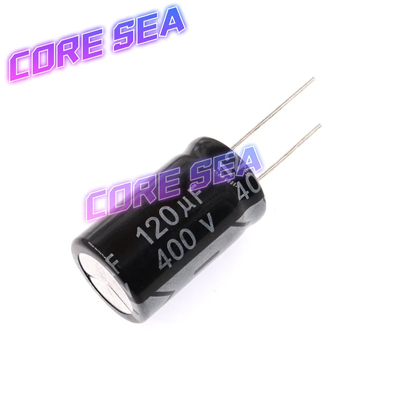 Inline electrolytic capacitor 120UF 400V, volume 18 * 30mm, temperature resistance 105 degrees, 20% [5 pcs.]