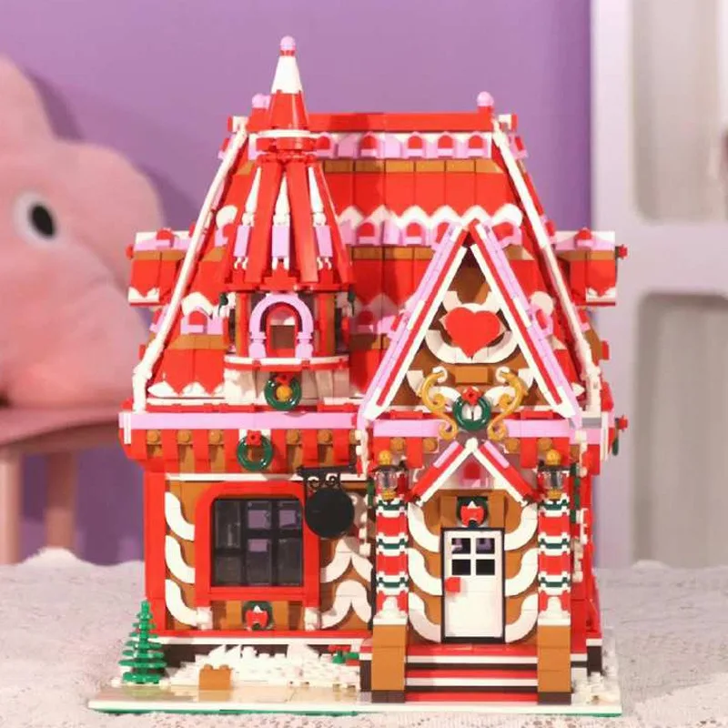 Building Blocks MOC Toys Strawberry Ice Cream Workshop Street View Architectural Model DIY Puzzle Assembly Model Decoration Gift