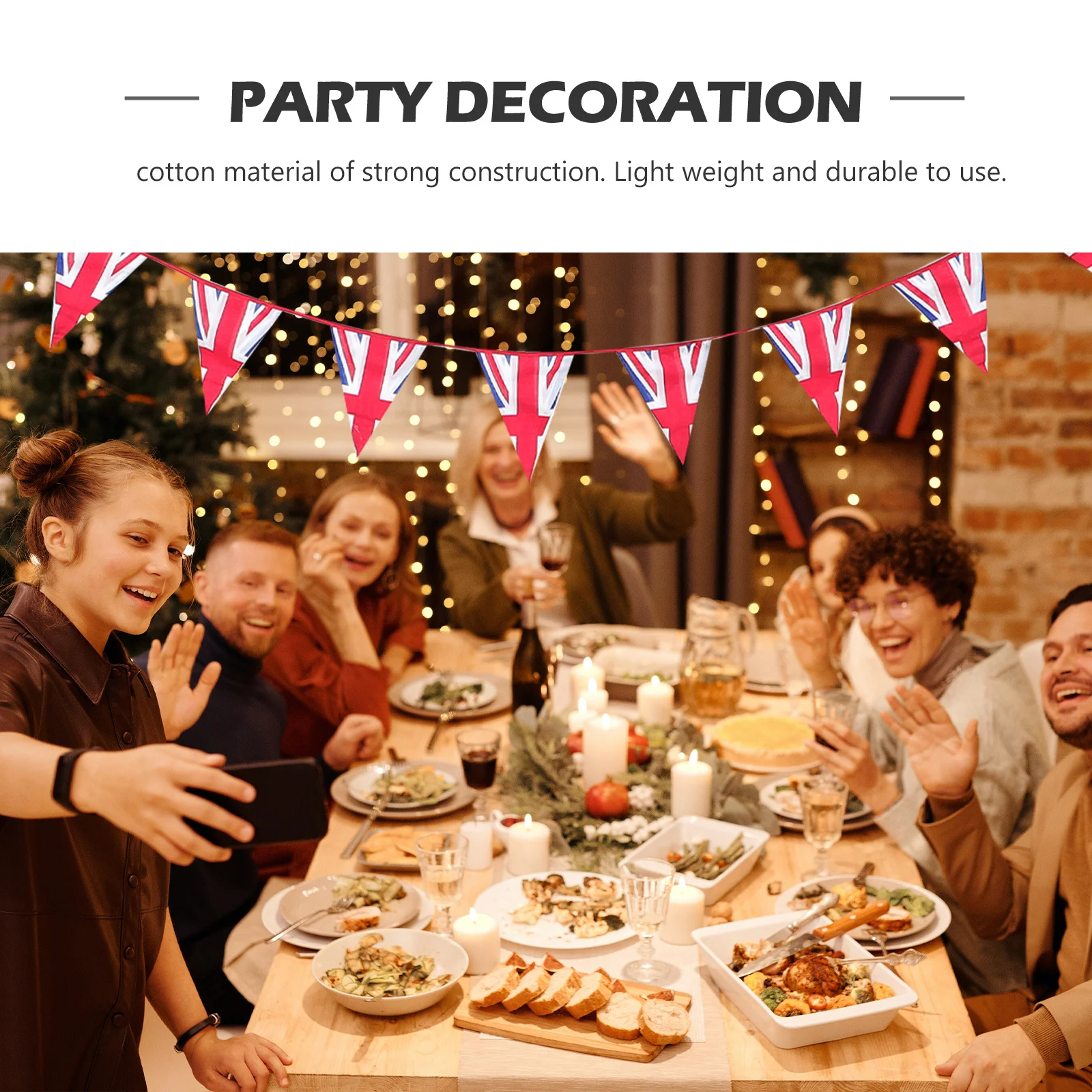 

2pcs Uk Flag Tent Banner Cotton Lightweight String Hanging Party Bunting For Festival Celebration National Decoration