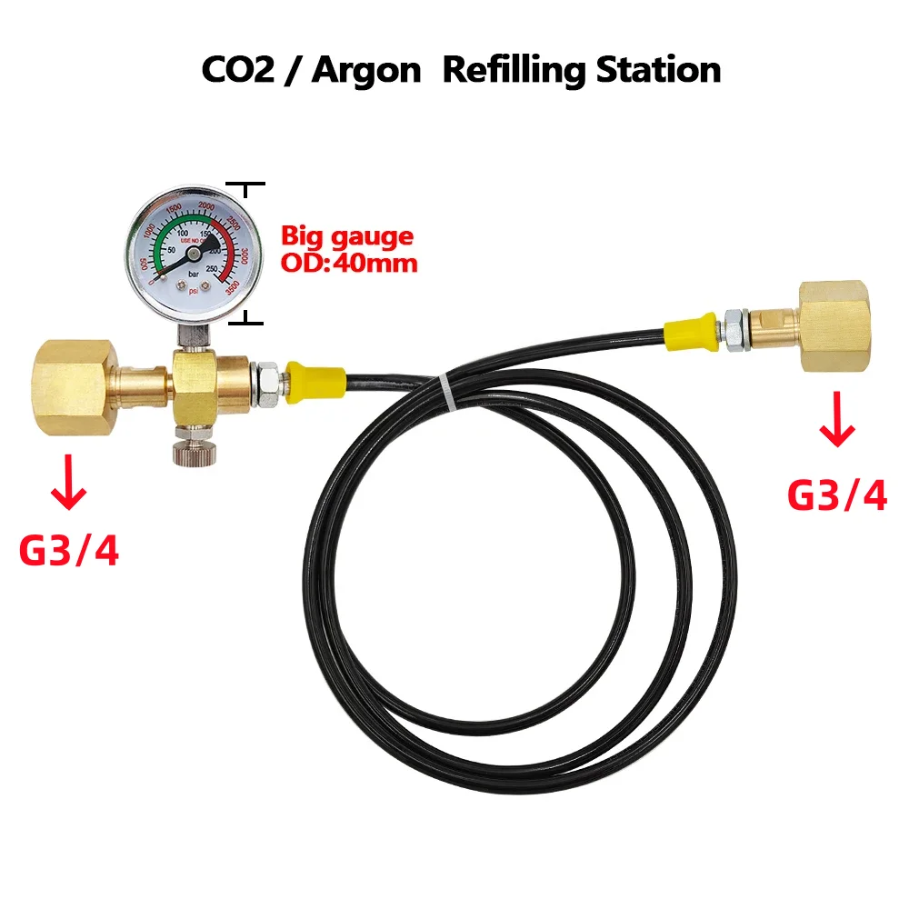 NEW Refilling Station Charging Adapter Transfer Nitrogen Argon CO2 From 40L Bottle To Small Welding Tanks G3/4
