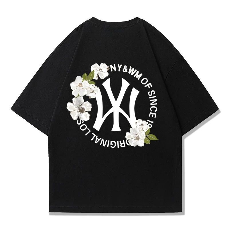

New NY Trendy Brand American T-shirt Pure Cotton Short-sleeved Crew Neck Men's Summer Thin Loose T-shirt Top Couple Casual Wear