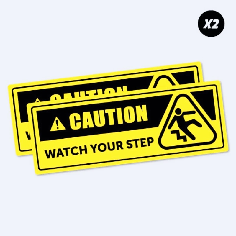 

Funny Car Stickers 2 x Caution Watch Your Step Sticker Decal Safety Sign 15cm PVC KK