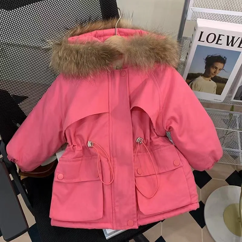 NEW Children\'s Parkas Winter Hooded Jacket For Girls Winter Top Coat Kids Warm Thick Velvet Hooded Baby Coats causal Outerwear