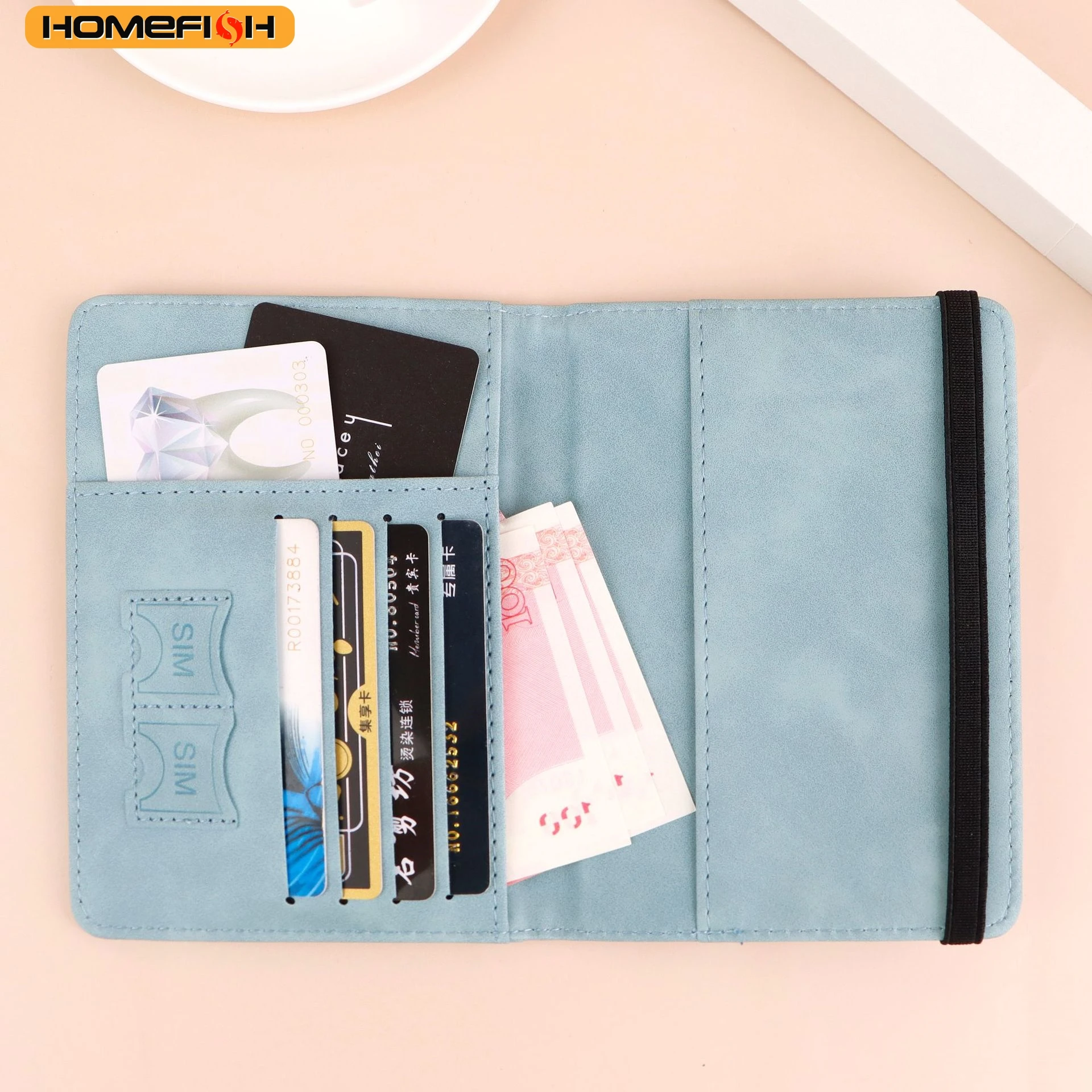 HOMEFISH Women Men RFID Vintage Business Passport Covers Holder Multi-Function ID Bank Card PU Leather Wallet Case Travel Access gallery 4