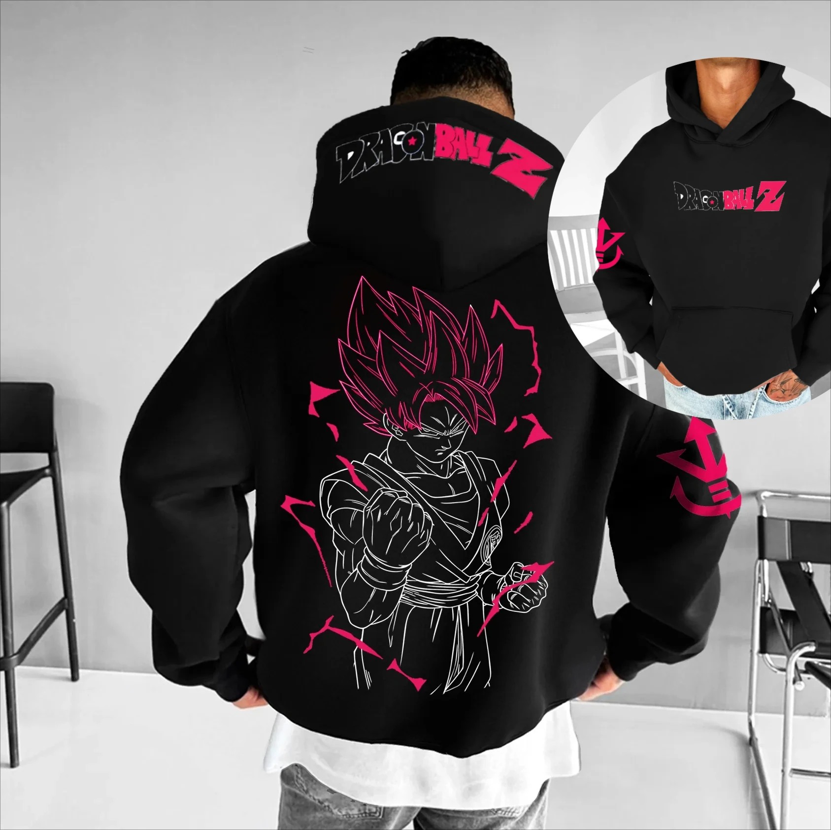 

Одежда для родителей и детей, осенне-зимняя японская горячая кровавая анимация, толстовка с капюшоном Dragon Ball, мужской топ для пар