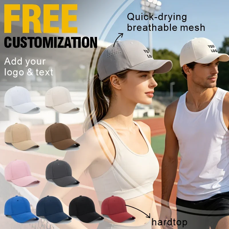 Unisex Quick Dry Waterproof Baseball Cap Custom Logo Text Embroidery Premium Cap For Gym Fitness Sports Outdoor