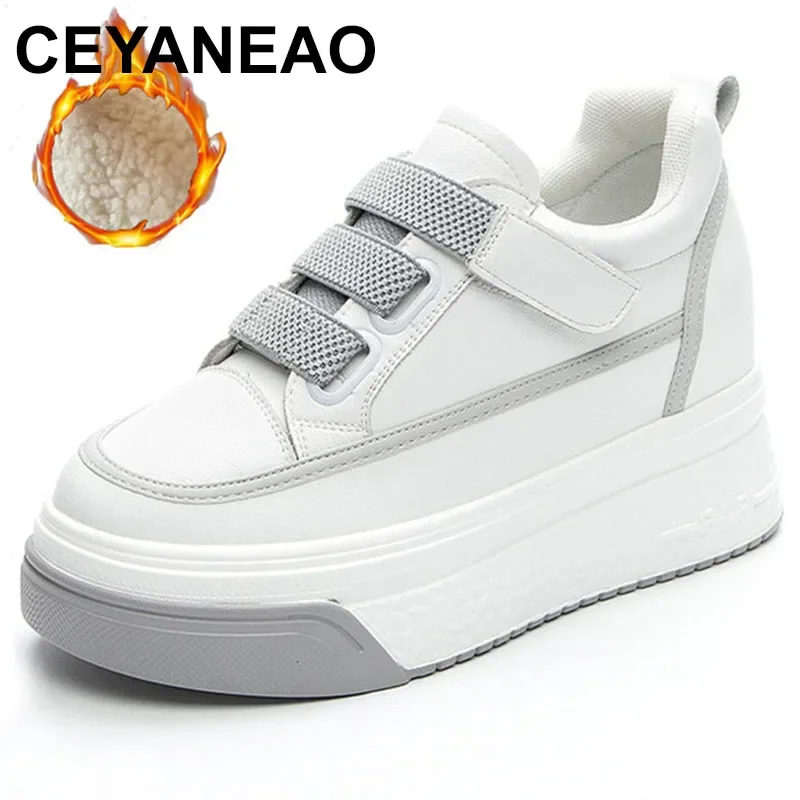 

7cm New Platform Wedge Genuine Leather Women Casual Increasing Height Fashion Sneakers Fashion Ladies Comfy Shoes Winter