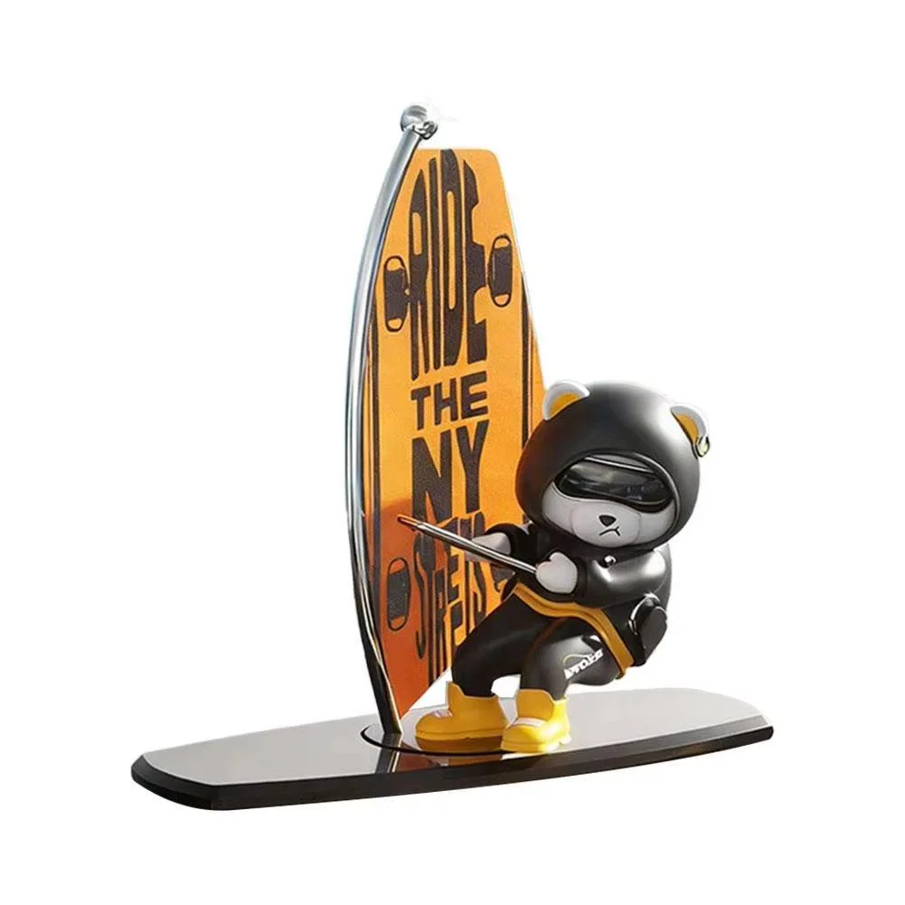 Car Dashboard Decorations Sailboat Swing Bear Magnetic Parking Number Plate Creative Car Cartoon Interior Interior Accessories