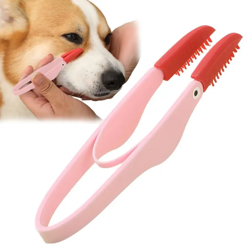 Pet Tear Stain Comb Silicone Brush Head Dog Face Comb With Anti-Slip Handle Flexible Dog Comb Multipurpose Pet Comb For Ear