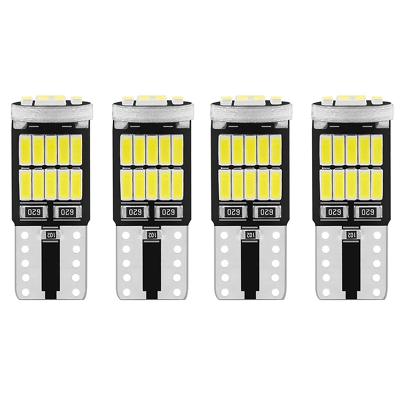 

4Pcs Car T10 LED Bulbs W5W 4014 26SMD Reading Light License Plate Signal Bulb Tail Brake Signal Lights 6000K Bright Lamp