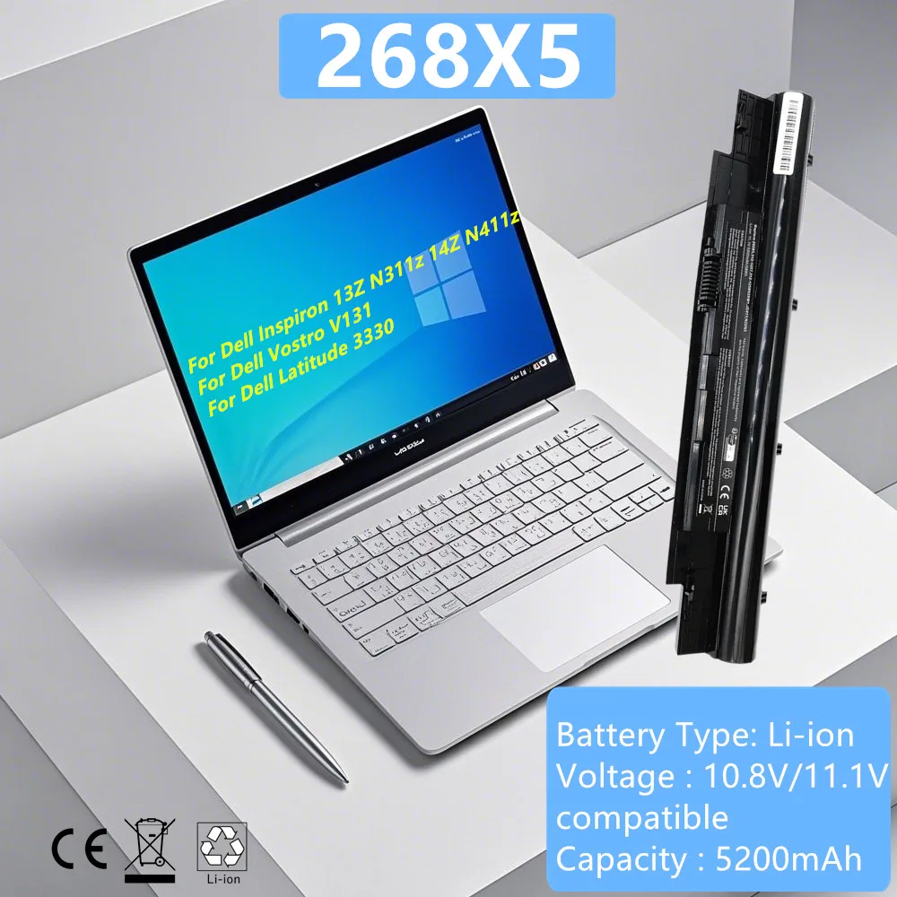 

Laptop battery For Dell Vostro V131 V131D V131R Inspiron N311z N411z For Latitude 3330 JD41Y 268X5 H2XW1