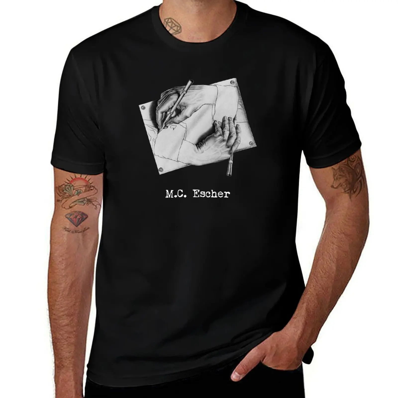 Hands drawing each other surreal artist surrealist art lover M.C. Escher gift shirt or mask T-Shirt Labor Work Casual T-Shirt