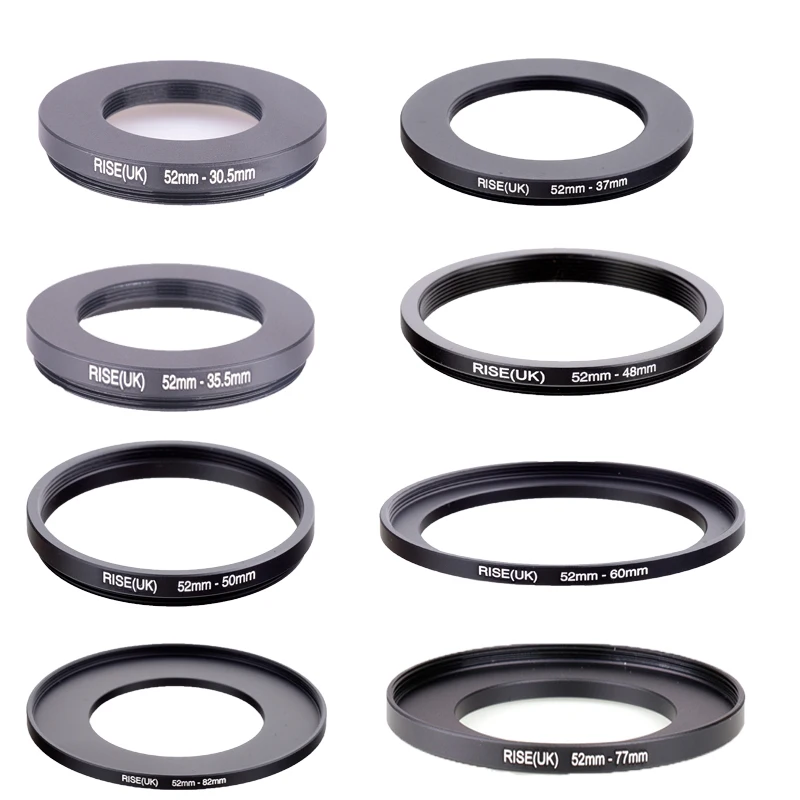 Black Metal 52mm-49mm/50mm/52mm/54/55mm/58mm/60/62/67/72/77/82 Step Down Ring Filter Adapter Camera High Quality  Filter ring