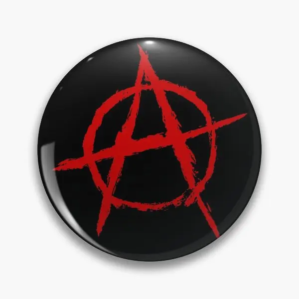 Anarchy Symbol In Red  Soft Button Pin Cartoon Funny Cute Creative Hat Fashion Jewelry Decor Clothes Gift Women Metal Collar