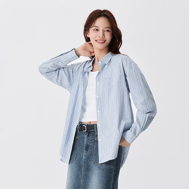 Semir Long Sleeve Shirt Women Striped Shirt Short Vest 2024 Autumn New Elegant Two-piece Long Sleeve Shirt