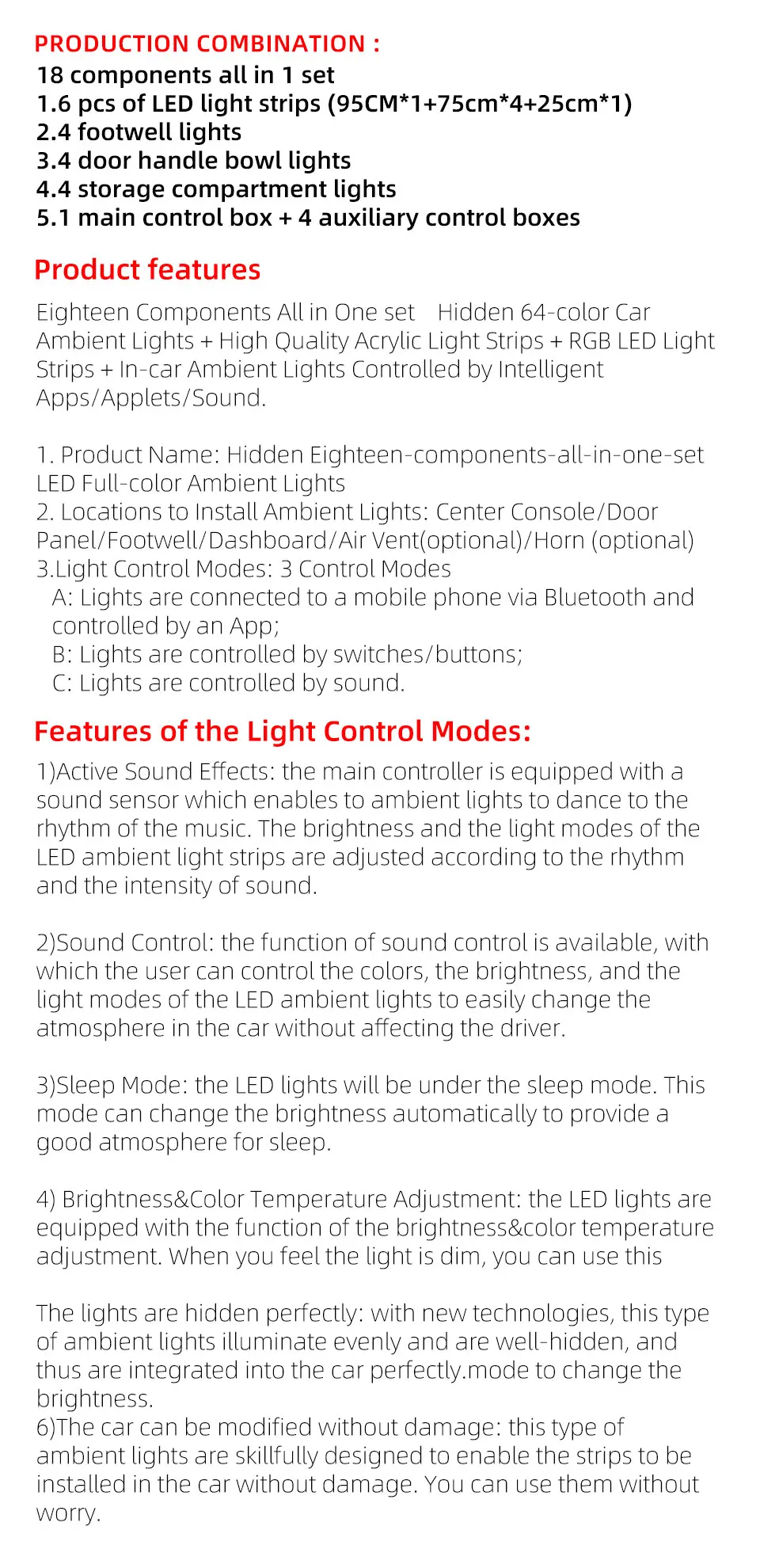 30-in-1 Symphony Auto-Ambientelicht RGB 128 Farben Universeller Auto-Innenraum-LED-Streifen Acryl-Hintergrundbeleuchtung Symphony Atmosphärenlampe – Detail 6