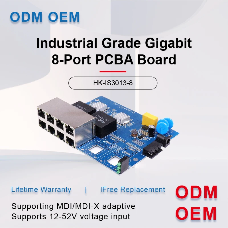 Non network management industrial grade gigabit 8-port 1 * 9 PCBA board 8 * 10/100/1000Mbps RI45 port