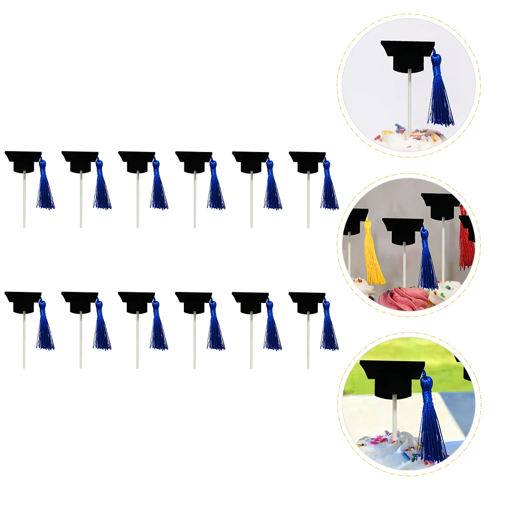 

12 Pcs Cupcake Topper Graduation Dessert Decorations Hat Toppers Cap Funny Food