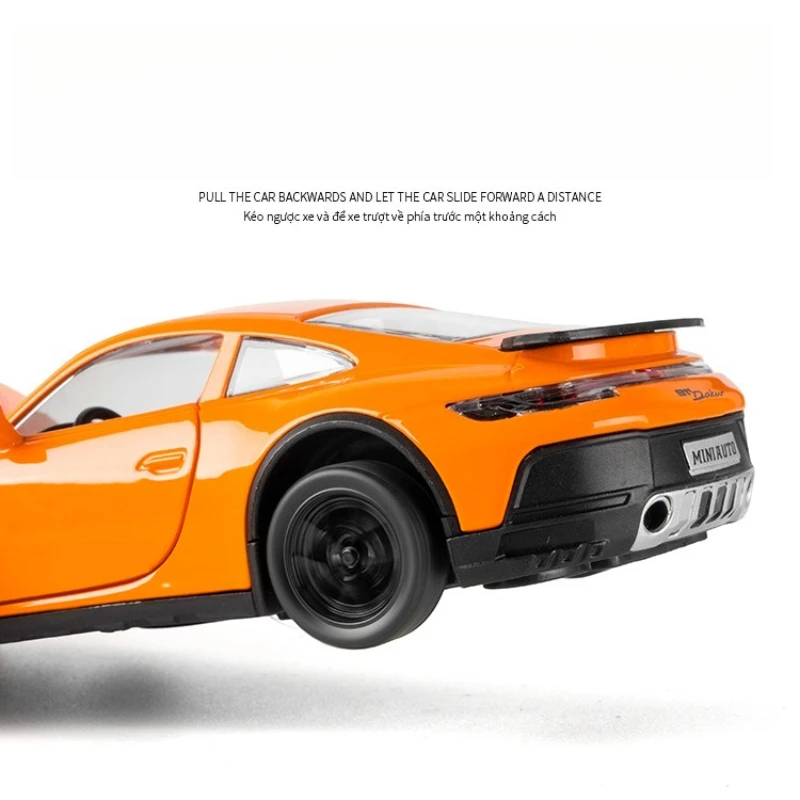 1:32 911 Dakar coche deportivo Diecast Metal aleación modelo coche sonido luz tirar hacia atrás colección niños juguete para regalo