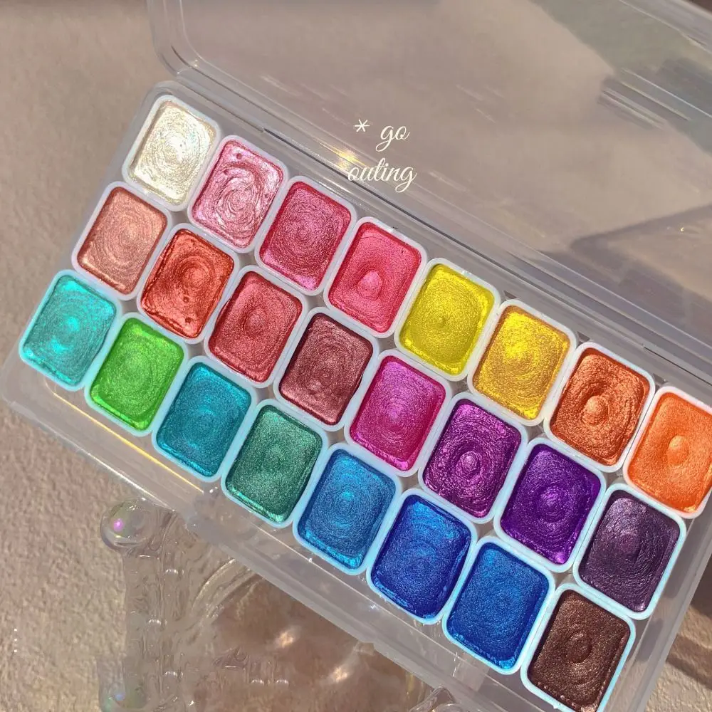 20/24/60Colors Watercolor Painting Pigments Set Flowers Decor Lightfastness Pearlescent Glitter Watercolor Paints Shine