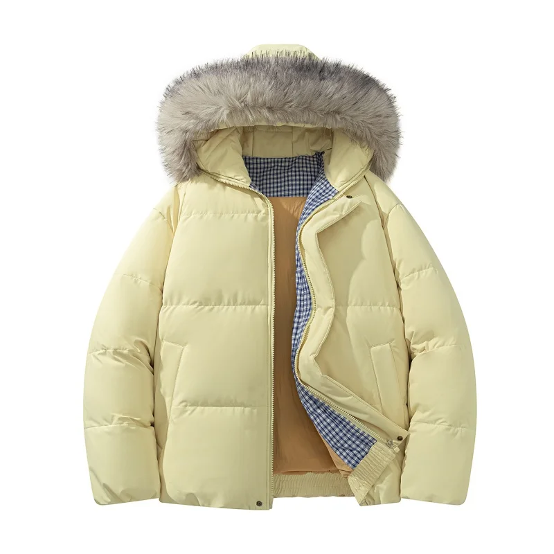 سترات شتوية بقلنسوة من الفرو للرجال سترات رجالية مقاومة للرياح والثلج سترات نسائية بلون سادة معاطف سترة بقلنسوة ملابس خارجية للزوجين الأمريكيين