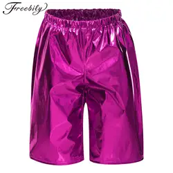 Bambini ragazze ragazzi pantaloncini da ballo metallizzati lucidi pantaloni Jazz costumi da ballo Hip-hop balletto ginnastica Performance Dancewear