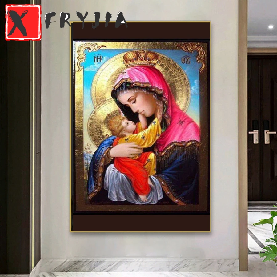 3D picture of rhinestones mosaic Virgin and Newborn full embroidery with diamonds painting sale crystal beads home decoration