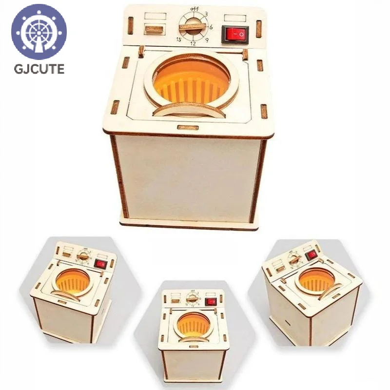 1 Set Wooden Washing Machine DIY Science Experiment Physical Model STEM Kit Handmade Assembly Craft Kids Educational Toy