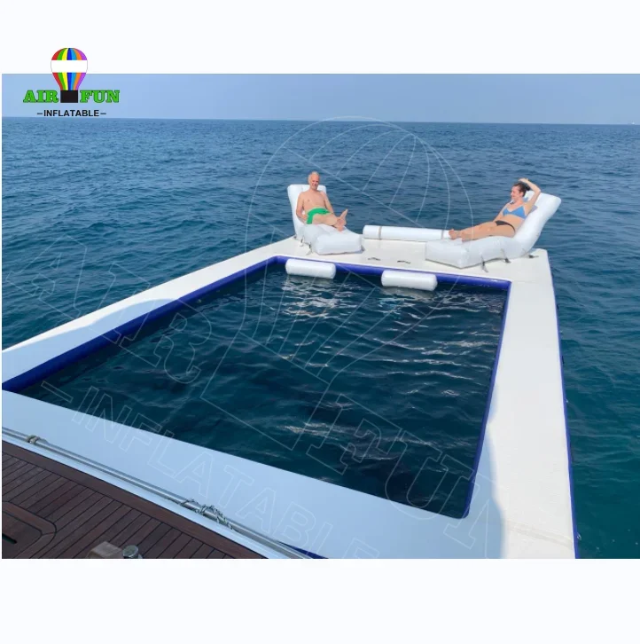 Airfun Portable Jellyfish Sea Swimming Pool Inflatable Floating Platform Ocean Sea Boat Yacht Swimming Pool With Anti Jellyfish