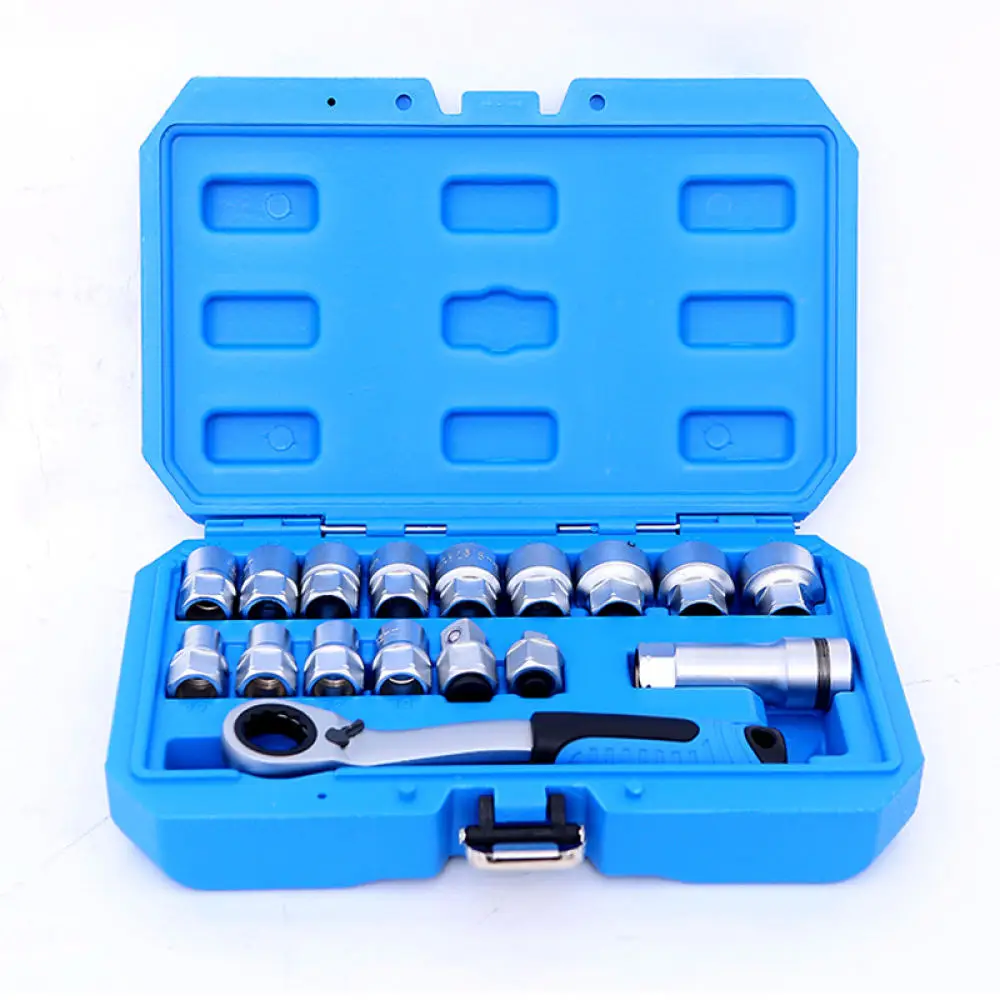 Heavy Duty Pass Through Socket Wrench Set 12 Point Gear Spanner Kit For Car Repairing Equipment Maintenance Hand Tools