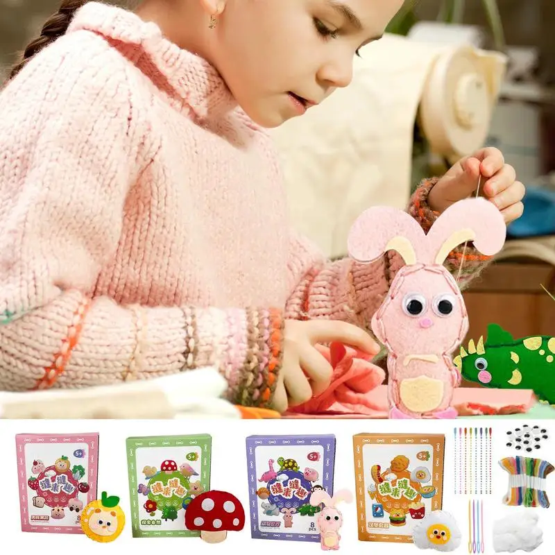 Kid Sewing Craft Kits Cartoon Fun Sewing Crafts for Children Learning Educational Toys Fine Motor Skill Toys Beginner supplies