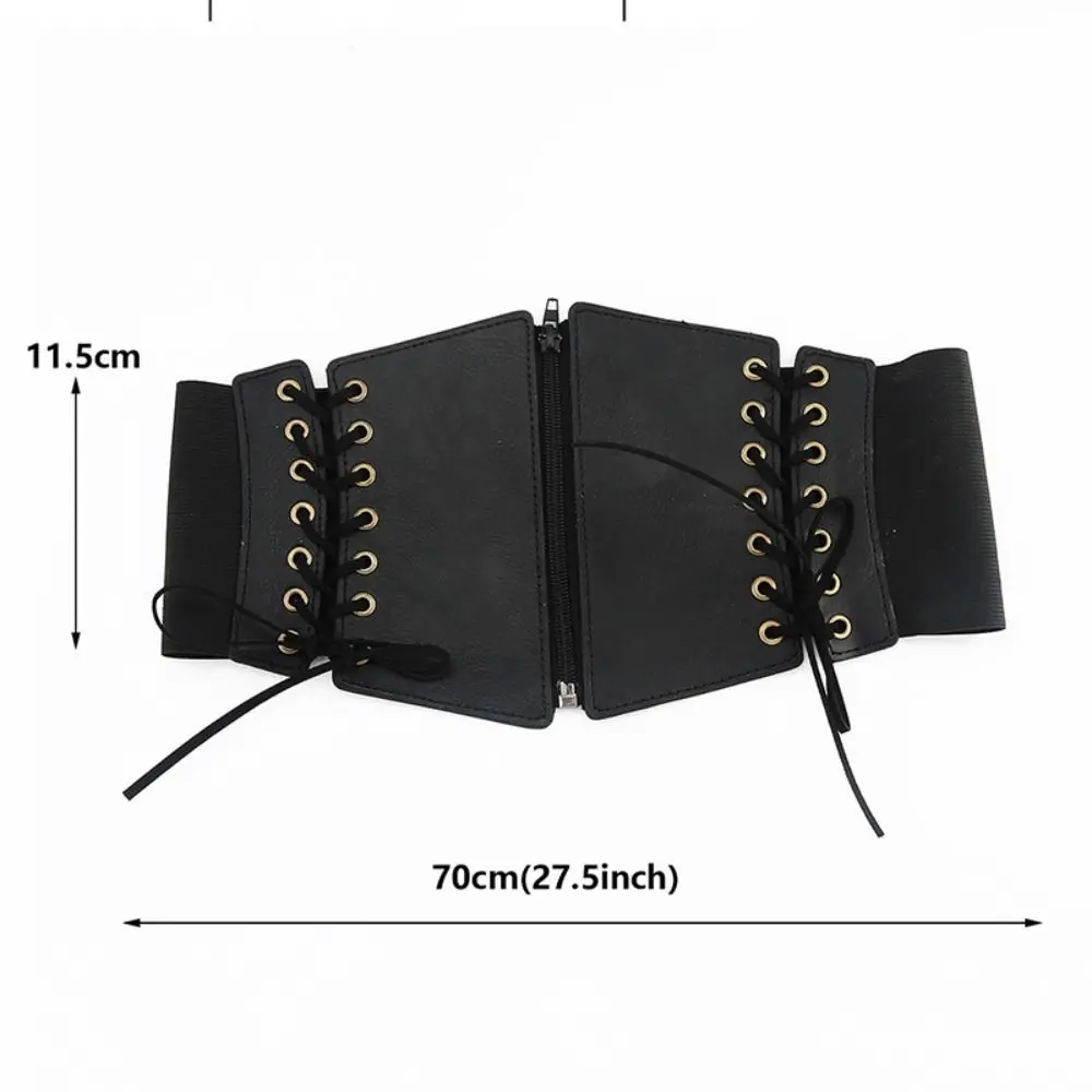 Luxury PU Leather Zipper Cummerbunds Dress Girdle High Waist Female Waistband Strap Wide Waist Belt Women