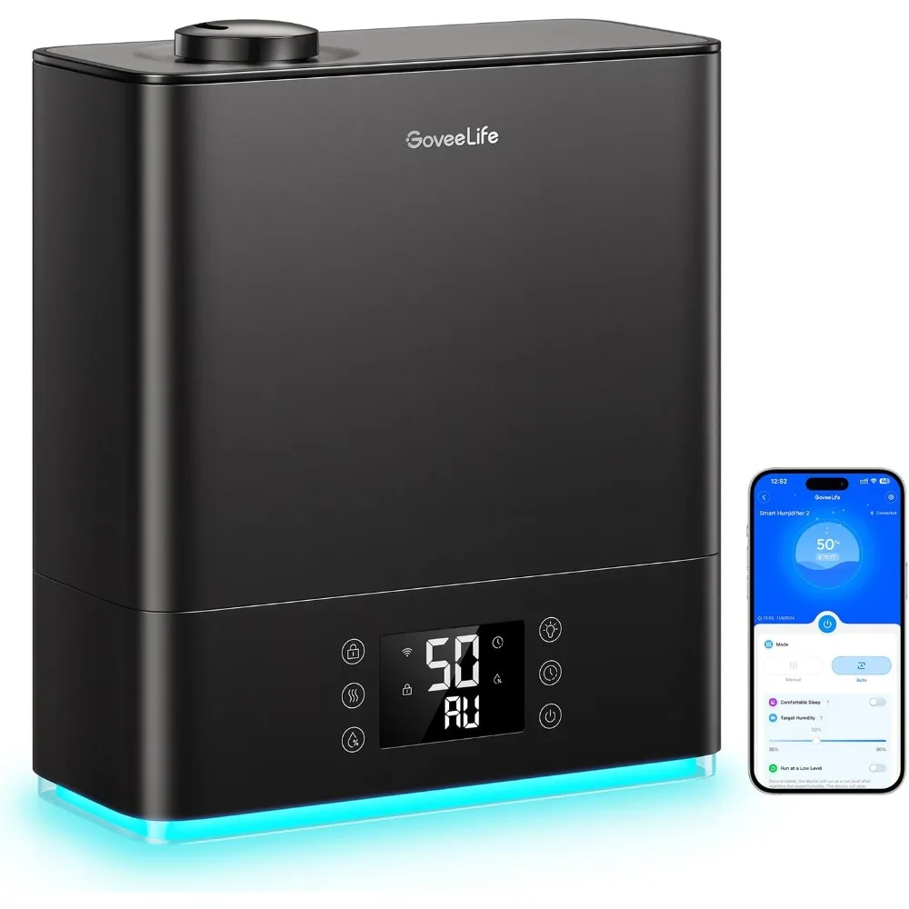 

Smart Humidifiers for Bedroom Large Room, Top-Fill Cool Mist 6L WiFi Air Humidifier, Auto Mode, App & Voice Control, 6