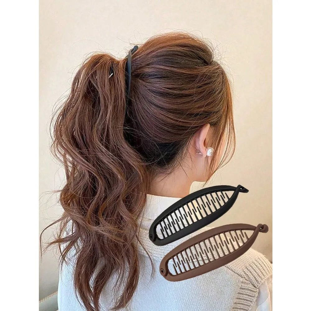 

2pcs/Set 11.5cm Plastic Matte Solid Color Fish Tail Clips, Elegant Vertical Ponytail Banana Clips, Casual Solid Color Ponytail Clips For Daily Commute, Workplace, Fashion Matching, Stocking Stuffers, Stocking Fillers, Stocking Stuffers For Women, Stocking