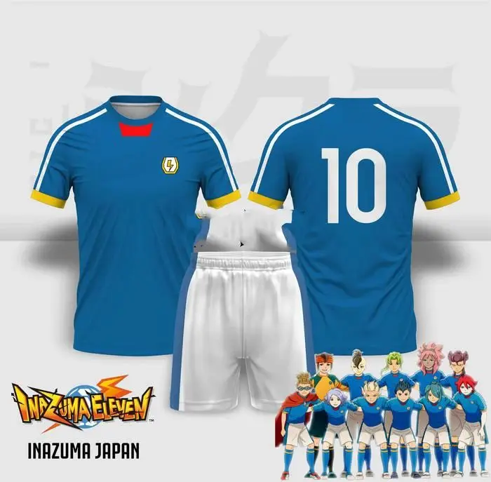 Conjunto de Camiseta y Pantalones Cortos de Anime Inazuma Eleven Kaio, Estampado 3D Blaze 10, Jersey de Fútbol para Niños, Traje Deportivo de Fútbol para Hombre y Mujer
