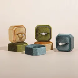 Corduroy Ring box 5x5x4cm Small Size Four Color Spot Hexagon Flannelette Ring Jewelry Box For Wedding &Engagement