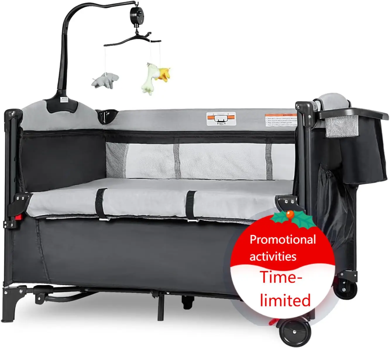 

5 in 1 Baby Bassinet - Portable Crib, Bedside Sleeper, Diaper Changer, Playard & Travel Pack and Play Newborn to Toddler Carry B