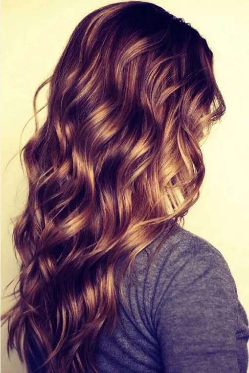 Fashion Beautiful Women's Natural Long Brown Wavy Full Wig 22 In