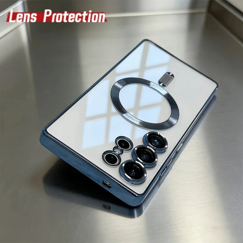Luxury for Magsafe Magnetic wireless charge Case for Samsung Galaxy S26 S25 S24 S23 S22 Ultra S21 FE Plating Clear Soft Cover - view 4