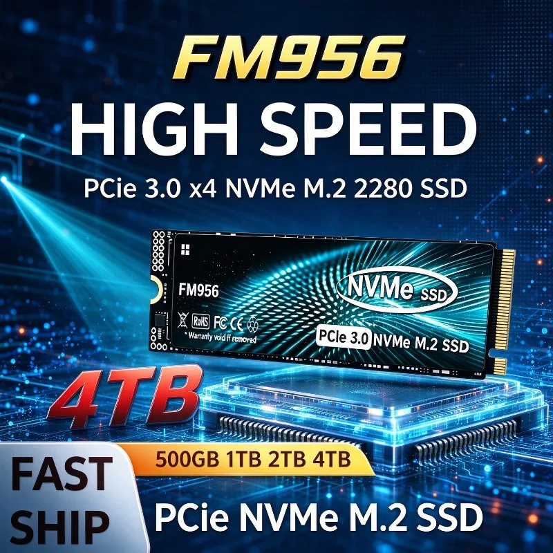 2026 FM956 High Speed M.2 NVMe PCIe 3.0 Solid State Drive 500GB/1TB/2TB/4TB Internal Storage Upgrade for Mac Desktop & Laptop
