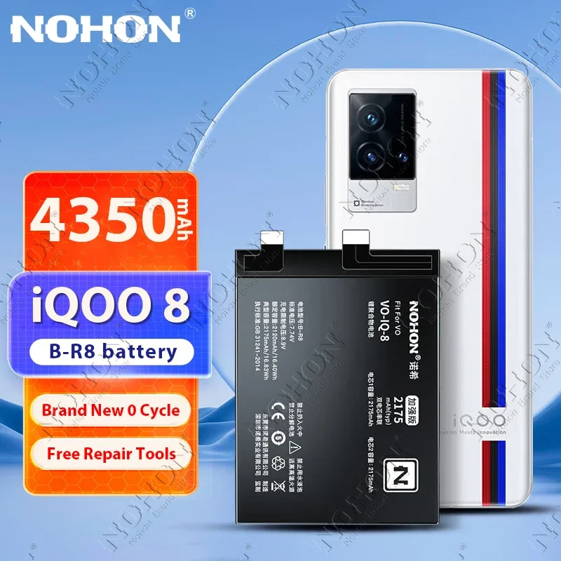 NOHON-Bateria para VIVO, IQOO 8, 9, 10 Pro, 5, 7, 3, 1, Z1, Z1X
