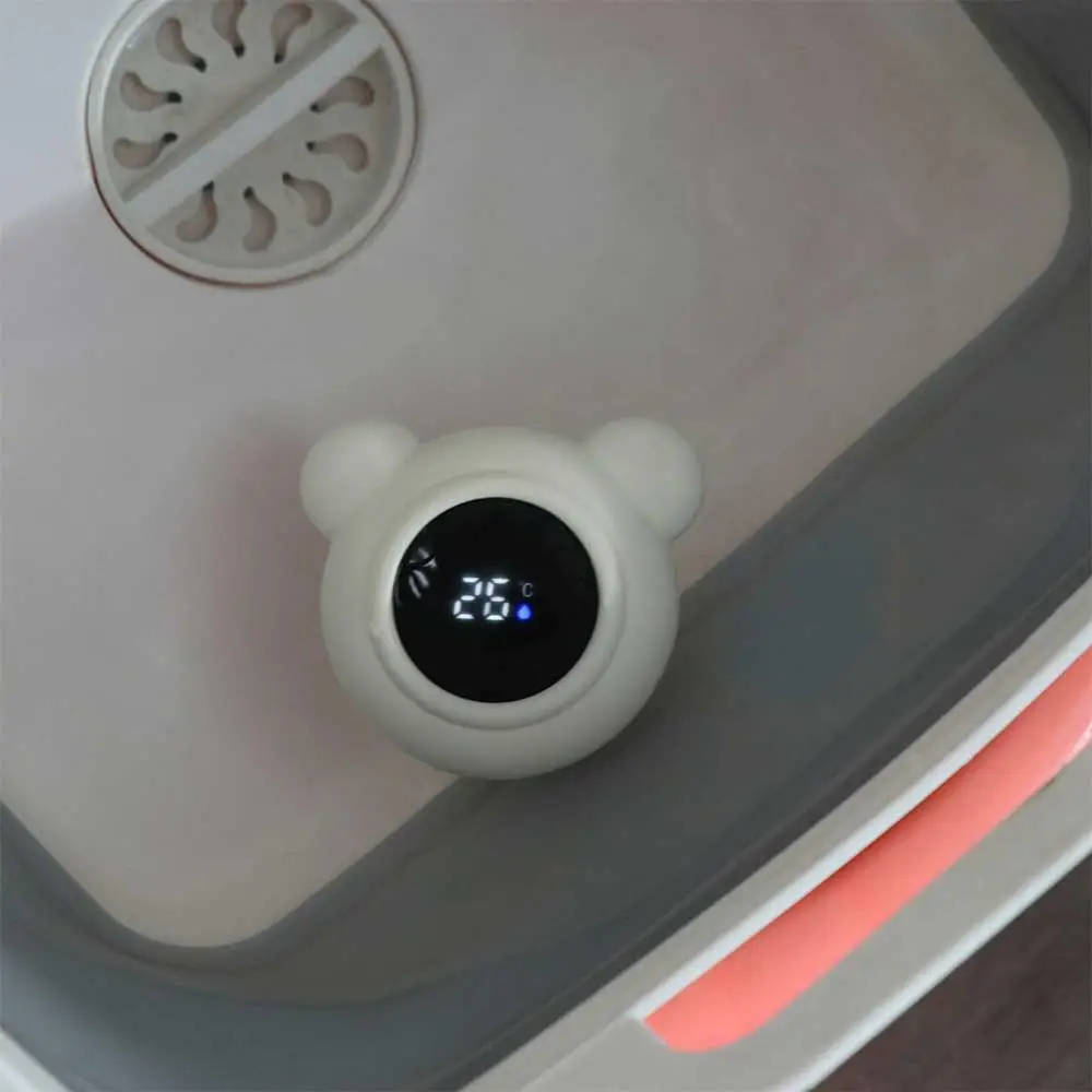 الإبداعية الكرتون استشعار درجة الحرارة الدب على شكل العائمة الطفل ميزان حرارة المياه جولة الجسم USB قابلة للشحن #6