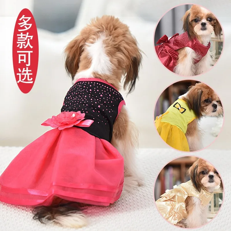 

New Pet Teddy Spring Summer Small and Medium Princess Puffy Dress Cute Dog Lace